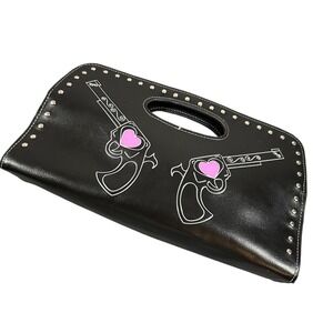 Lux De Ville Heart Gun Western Clutch Y2K Rockabilly Western Black Studded